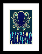 Rubino Zen Octopus Blue - Framed Print Framed Print Pixels 6.625" x 10.000" Black White
