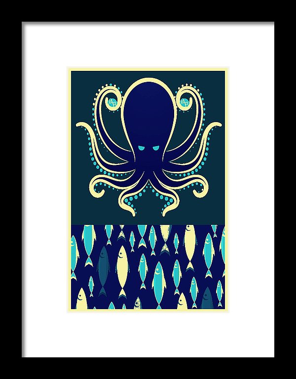 Rubino Zen Octopus Blue - Framed Print Framed Print Pixels 6.625