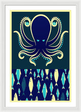 Rubino Zen Octopus Blue - Framed Print Framed Print Pixels 24.000" x 36.000" White White
