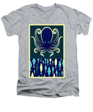 Rubino Zen Octopus Blue - Men's V-Neck T-Shirt Men's V-Neck T-Shirt Pixels Heather Small 
