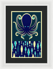 Rubino Zen Octopus Blue - Framed Print Framed Print Pixels 10.625" x 16.000" White Black