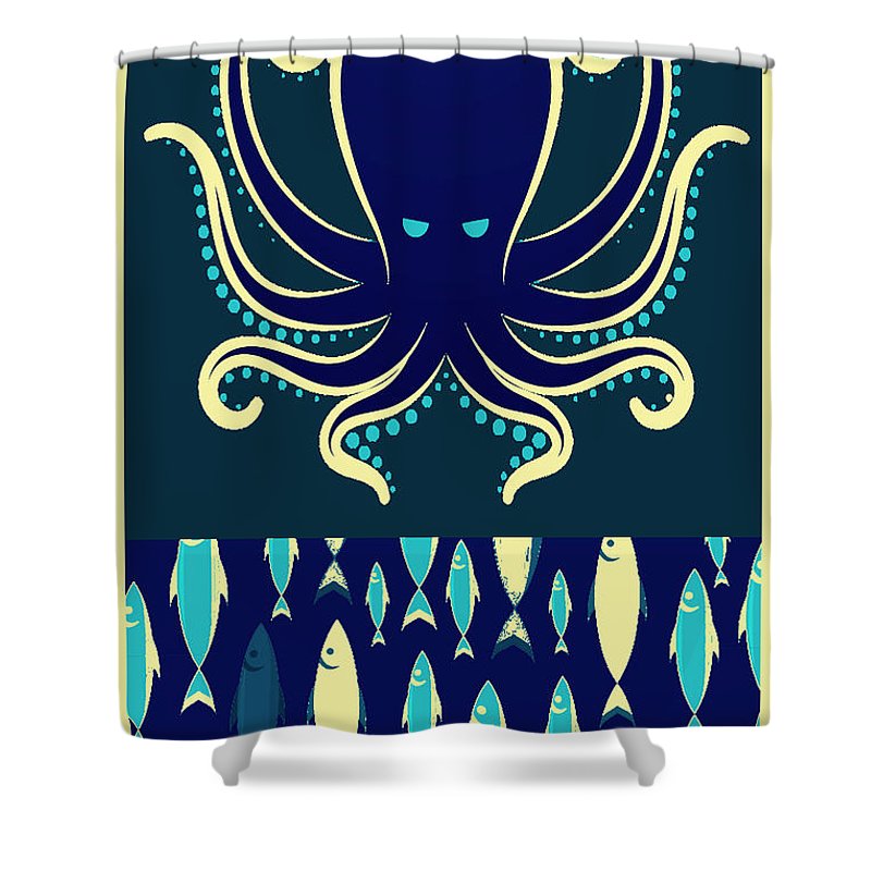 Rubino Zen Octopus Blue - Shower Curtain Shower Curtain Pixels 71
