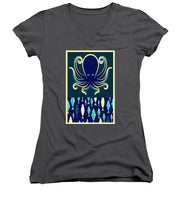 Rubino Zen Octopus Blue - Women's V-Neck (Athletic Fit) Women's V-Neck (Athletic Fit) Pixels Charcoal Small 