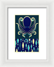 Rubino Zen Octopus Blue - Framed Print Framed Print Pixels 6.625" x 10.000" White White
