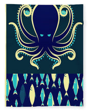 Rubino Zen Octopus Blue - Blanket Blanket Pixels 60" x 80" Plush Fleece 