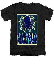 Rubino Zen Octopus Blue - Men's V-Neck T-Shirt Men's V-Neck T-Shirt Pixels Black Small 