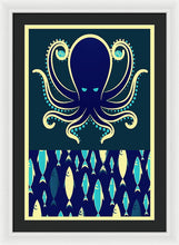 Rubino Zen Octopus Blue - Framed Print Framed Print Pixels 20.000" x 30.000" White Black