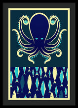 Rubino Zen Octopus Blue - Framed Print Framed Print Pixels 20.000" x 30.000" Black Black
