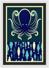Rubino Zen Octopus Blue - Framed Print Framed Print Pixels 24.000" x 36.000" White Black