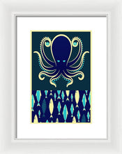 Rubino Zen Octopus Blue - Framed Print Framed Print Pixels 8.000" x 12.000" White White