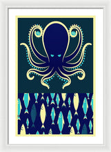 Rubino Zen Octopus Blue - Framed Print Framed Print Pixels 20.000" x 30.000" White White