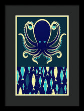 Rubino Zen Octopus Blue - Framed Print Framed Print Pixels 9.375" x 14.000" Black Black