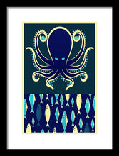 Rubino Zen Octopus Blue - Framed Print Framed Print Pixels 9.375" x 14.000" Black White