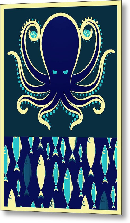 Rubino Zen Octopus Blue - Metal Print Metal Print Pixels 6.625
