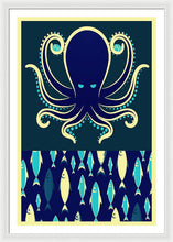 Rubino Zen Octopus Blue - Framed Print Framed Print Pixels 32.000" x 48.000" White White