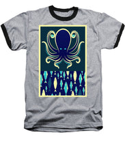Rubino Zen Octopus Blue - Baseball T-Shirt Baseball T-Shirt Pixels Heather / Black Small 