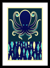 Rubino Zen Octopus Blue - Framed Print Framed Print Pixels 13.375" x 20.000" Black White
