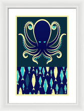 Rubino Zen Octopus Blue - Framed Print Framed Print Pixels 13.375" x 20.000" White White