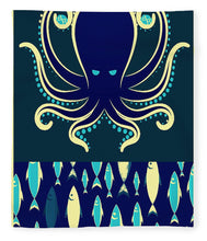 Rubino Zen Octopus Blue - Blanket Blanket Pixels 50" x 60" Plush Fleece 