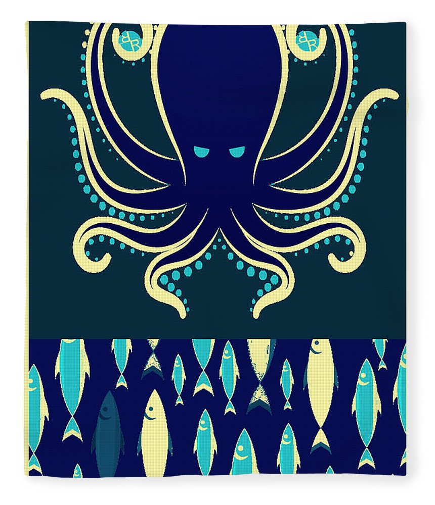 Rubino Zen Octopus Blue - Blanket Blanket Pixels 50