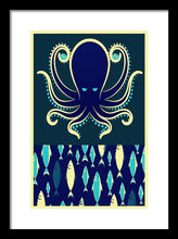 Rubino Zen Octopus Blue - Framed Print Framed Print Pixels 10.625" x 16.000" Black White
