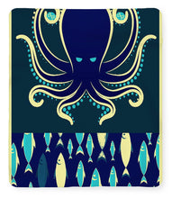 Rubino Zen Octopus Blue - Blanket Blanket Pixels 50" x 60" Sherpa Fleece 