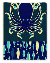 Rubino Zen Octopus Blue - Blanket Blanket Pixels 60" x 80" Sherpa Fleece 
