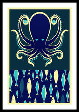 Rubino Zen Octopus Blue - Framed Print Framed Print Pixels 24.000" x 36.000" Black White