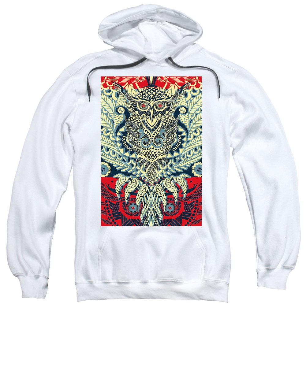 Rubino Zen Owl Blue - Sweatshirt Sweatshirt Pixels White Small 