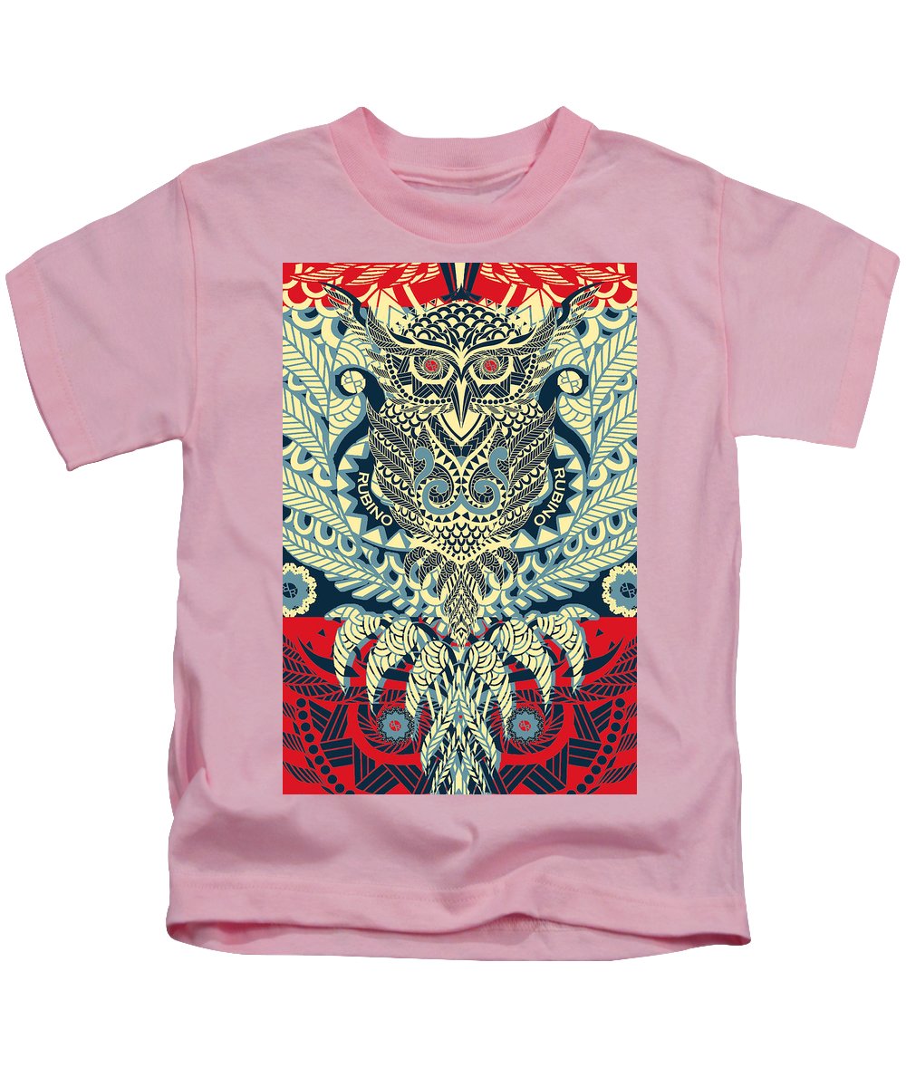 Rubino Zen Owl Blue - Kids T-Shirt Kids T-Shirt Pixels Pink Small 