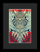 Rubino Zen Owl Blue - Framed Print Framed Print Pixels 6.625" x 10.000" Black Black