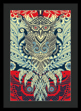 Rubino Zen Owl Blue - Framed Print Framed Print Pixels 16.000" x 24.000" Black Black