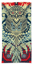 Rubino Zen Owl Blue - Beach Towel Beach Towel Pixels Beach Towel (32" x 64")  
