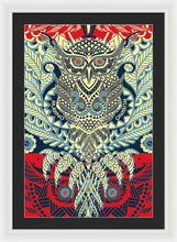 Rubino Zen Owl Blue - Framed Print Framed Print Pixels 20.000" x 30.000" White Black