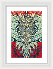 Rubino Zen Owl Blue - Framed Print Framed Print Pixels 10.625" x 16.000" White White