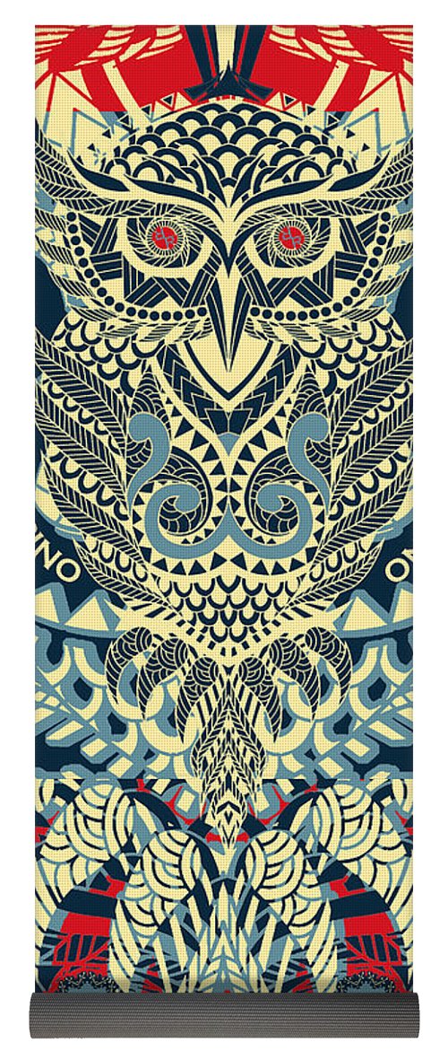 Rubino Zen Owl Blue - Yoga Mat Yoga Mat Pixels 24