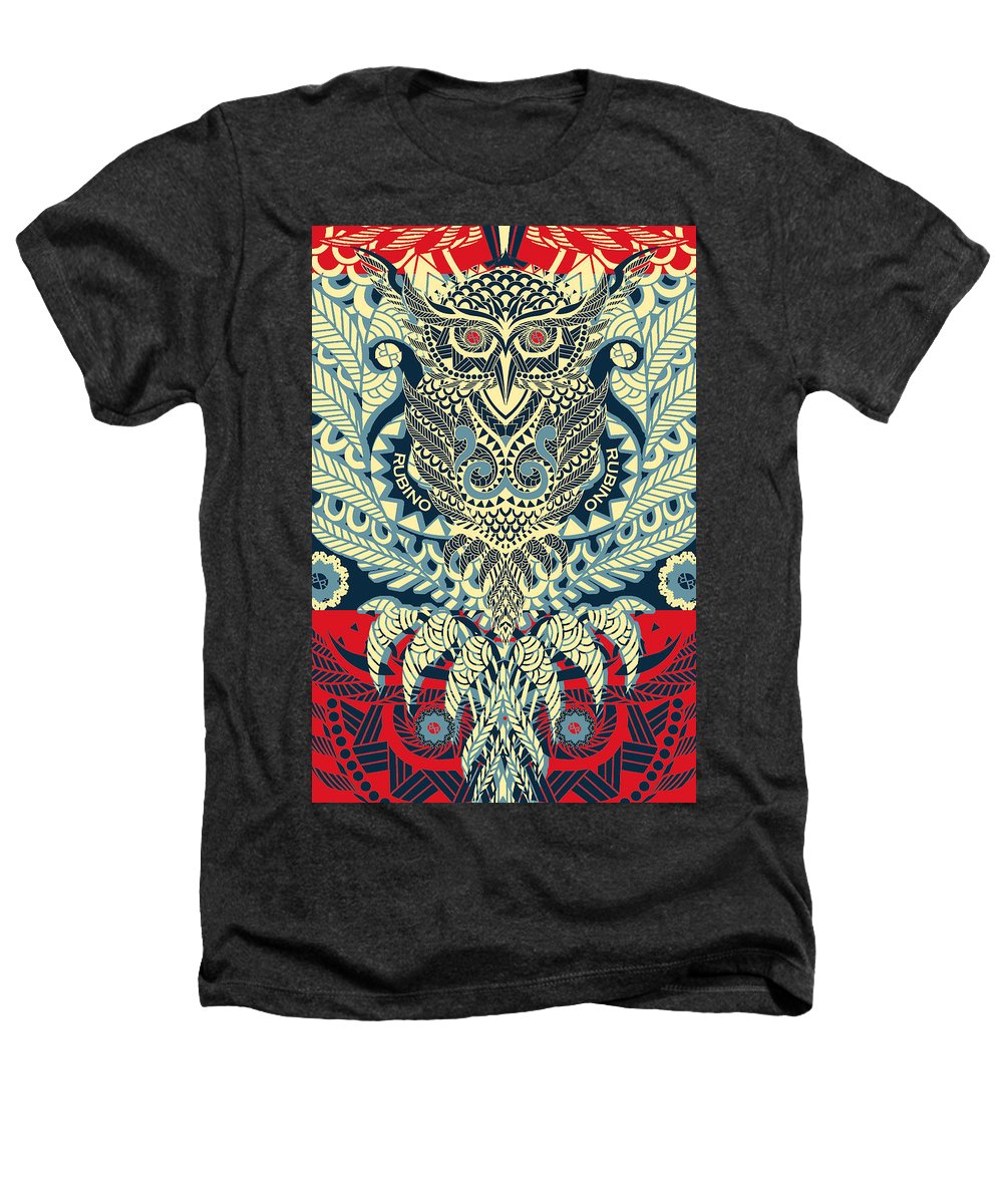 Rubino Zen Owl Blue - Heathers T-Shirt Heathers T-Shirt Pixels Charcoal Small 