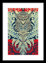 Rubino Zen Owl Blue - Framed Print Framed Print Pixels 10.625" x 16.000" Black White