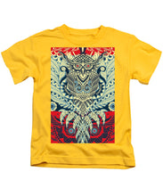 Rubino Zen Owl Blue - Kids T-Shirt Kids T-Shirt Pixels Yellow Small 