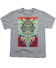 Rubino Zen Owl Blue - Youth T-Shirt Youth T-Shirt Pixels Heather Small 