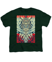 Rubino Zen Owl Blue - Youth T-Shirt Youth T-Shirt Pixels Hunter Green Small 