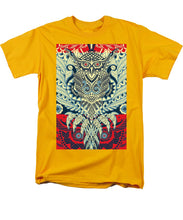 Rubino Zen Owl Blue - Men's T-Shirt  (Regular Fit) Men's T-Shirt (Regular Fit) Pixels Gold Small 