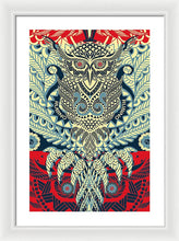 Rubino Zen Owl Blue - Framed Print Framed Print Pixels 16.000" x 24.000" White White