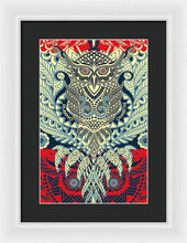 Rubino Zen Owl Blue - Framed Print Framed Print Pixels 10.625" x 16.000" White Black