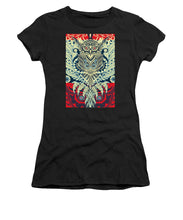 Rubino Zen Owl Blue - Women's T-Shirt (Athletic Fit) Women's T-Shirt (Athletic Fit) Pixels Black Small 