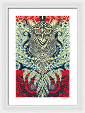 Rubino Zen Owl Blue - Framed Print Framed Print Pixels 13.375" x 20.000" White White