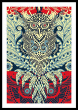 Rubino Zen Owl Blue - Framed Print Framed Print Pixels 26.625" x 40.000" Black White