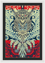 Rubino Zen Owl Blue - Framed Print Framed Print Pixels 24.000" x 36.000" White Black