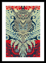 Rubino Zen Owl Blue - Framed Print Framed Print Pixels 16.000" x 24.000" Black White