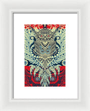 Rubino Zen Owl Blue - Framed Print Framed Print Pixels 6.625" x 10.000" White White